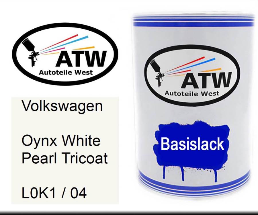 Volkswagen, Oynx White Pearl Tricoat, L0K1 / 04: 500ml Lackdose, von ATW Autoteile West.